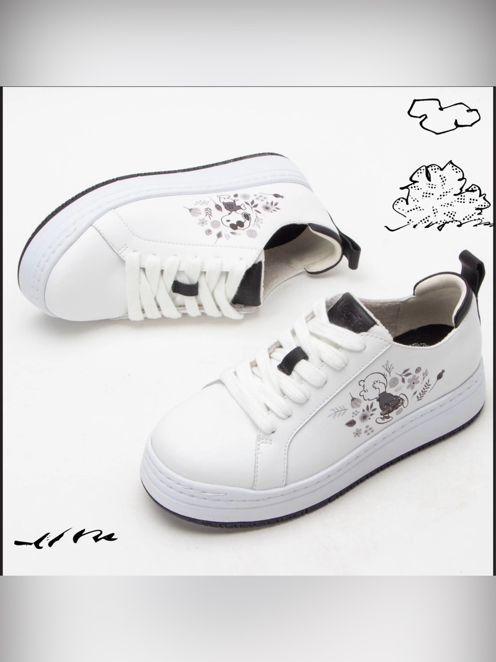 NWT Alegria x Peanuts Adysen In Flowers Black & White Sneakers